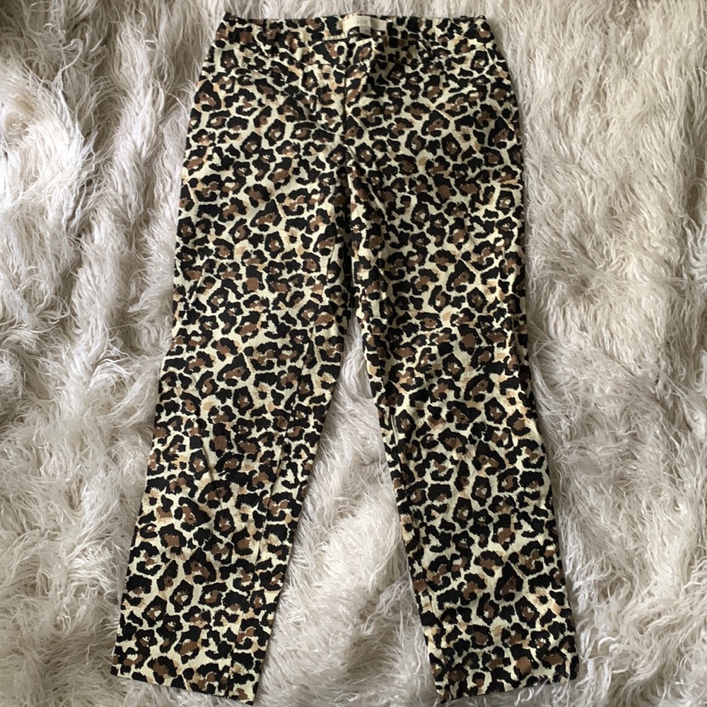 Marisa (Loft) work pant in leopard print.